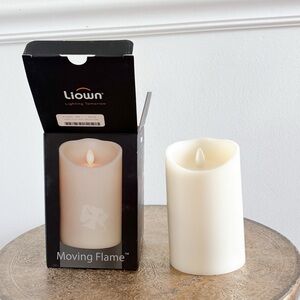 Liown Moving Flame 3.5″ x 5” Pillar Candle Ivory